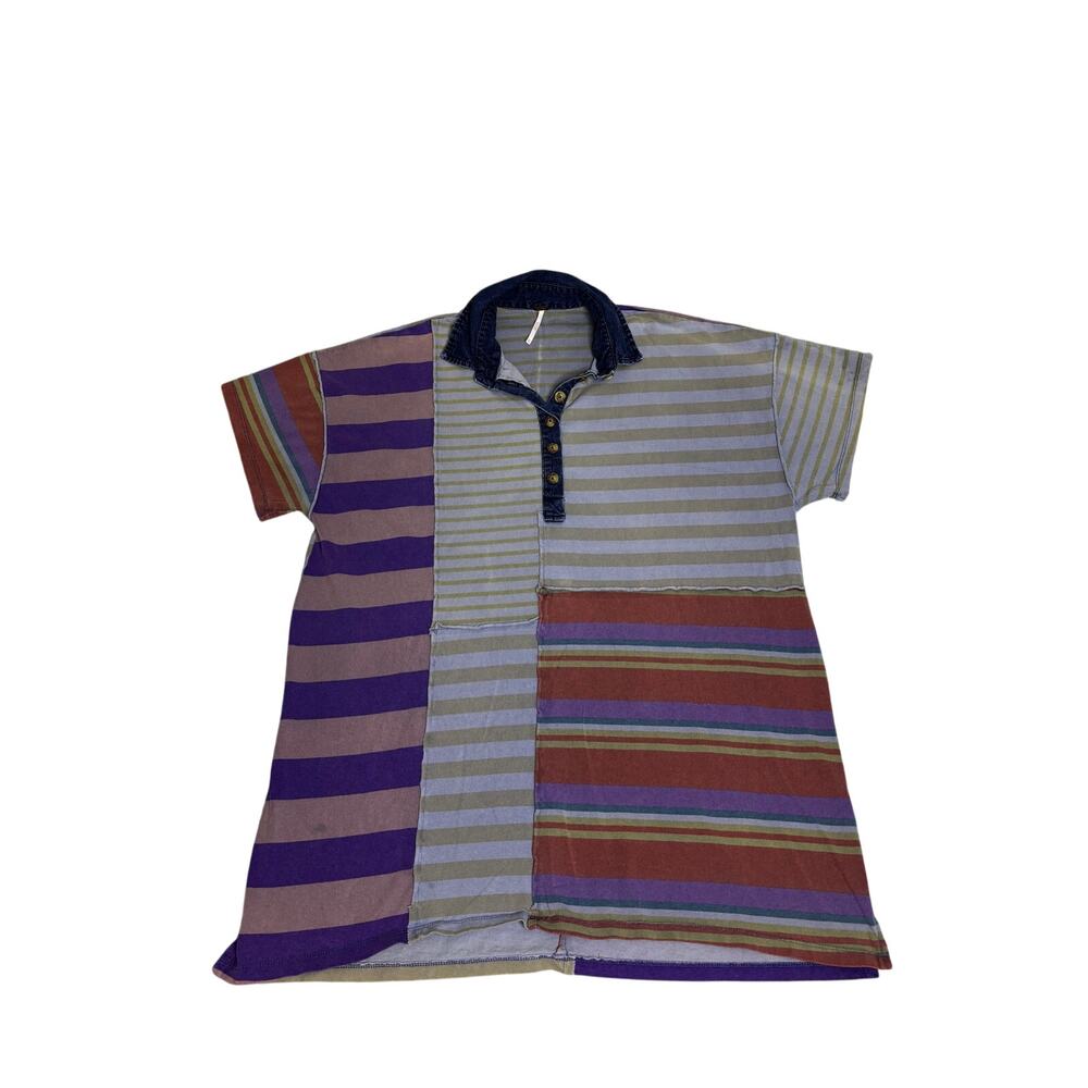 Free People Patchwork Striped Polo — Size XS